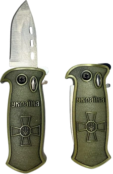 Запальничка газова з ножем "Україна" №4585-6 — турбо запальничка Jet Flame з зеленим полум’ям