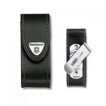 Чехол Victorinox поясной с клипсой (91 мм, 2-4 слоя), черный, натуральная кожа, для швейцарских ножей