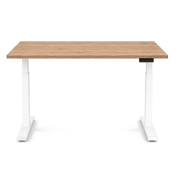 Стол Space 2 электрической регулировкой высоты Ferrum-decor 75x135x67 Белый металл ДСП Дуб Сан-Марино 16 мм (SPACE2024)