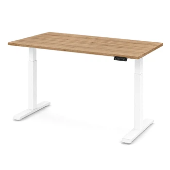 Стол Space 2 электрической регулировкой высоты Ferrum-decor 75x135x67 Белый металл ДСП Дуб Евок Прибрежный 16 мм (SPACE2036)