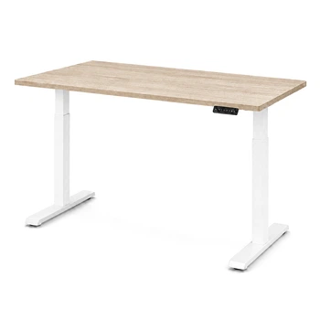 Стол Space 2 электрической регулировкой высоты Ferrum-decor 75x100x67 Белый металл ДСП Дуб Сонома 16 мм (SPACE2040)