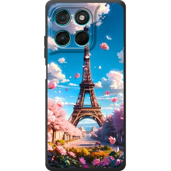 Силиконовый Чехол с Картинкой для Motorola G77 Принт (Париж, Эйфелева Башня) (72488-ysm035)