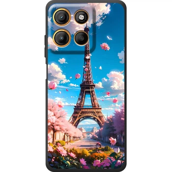 Силиконовый Чехол с Картинкой для Motorola G17 Power Принт (Париж, Эйфелева Башня) (71904-ysm035)
