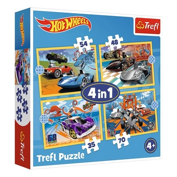 Набір пазлів 4 в 1 Trefl HotWheels 35, 48, 54, 70 ел ,34627