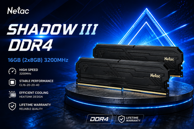 Оперативна пам'ять Netac Shadow III 16GB (2x8GB) DDR4 3200MHz CL16