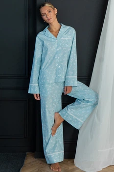 Forli Пижамный костюм из хлопка с кружевом Margaret XL/XXL Голубой HL0073-86-69_XL/XXL