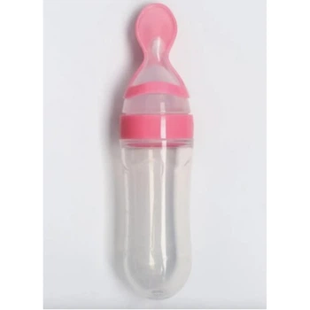 Силиконовая бутылочка с ложкой для удобного кормления Baby Assistant TT741211 90мл Розовый
