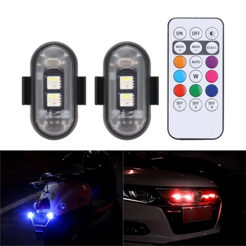 Led Cтробоскопы с пультом на мотоцикл, автомобиль комплект из 2-х штук, до 60 часов работы беспроводные мото мини лед стробоскопы