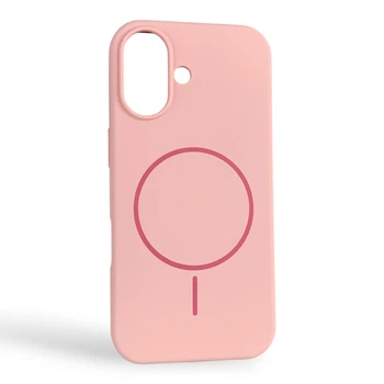 Чохол Silicone Case MagSafe для Apple iPhone 17 рожевий (магнітне кільце, мікрофібра)