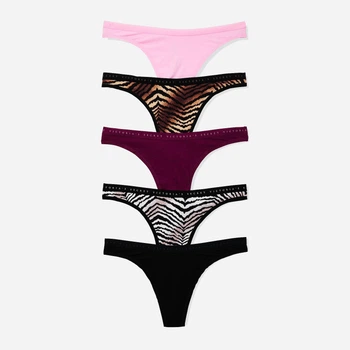 Набор трусиков танга женских хлопковых Victoria's Secret 759003634 XL 5 шт Темный микс (1162349995)