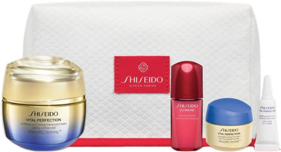Zestaw do pielęgnacji twarzy Shiseido Vital Perfection Krem liftingujący 50 ml + Serum do twarzy 10 ml + Ujędrniający krem na noc 15 ml + Krem pod oczy 3 ml + Kosmetyczka (3423222147471)