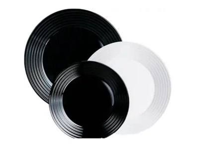 Сервиз столовый Luminarc Harena Black & White Черно-белый из ударопрочного стекла 18 предметов на 6 персон (163-135-N1518)