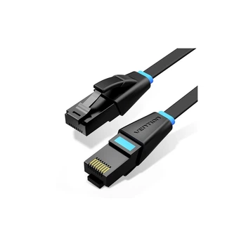 Патч-корд 1м, UTP cat 6 RJ-45 flat black Vention (IBJBF)