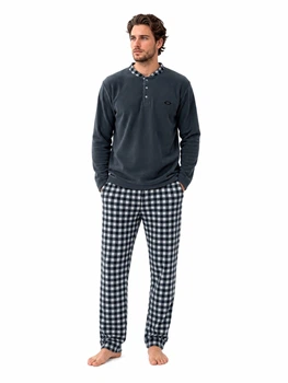 Тепла піжама чоловіча Pijamaʼn XL Сірий флісовий реглан зі штанами