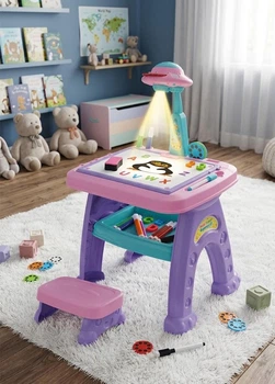 Дитячий столик 2в1 з проєктором для малювання й магнітним мольбертом Limo Toy (AK 0004)