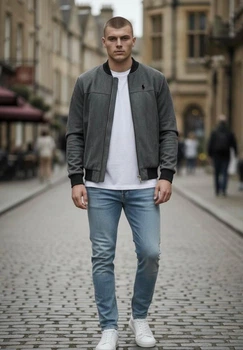 Мужской демисезонный бомбер Ralph Lauren XL серый (RL0014)