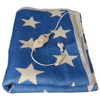 Простынь 150х120 см с подогревом Electric Blanket синяя с белым (0142)