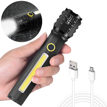 Потужний ліхтар ручний акумуляторний з USB, ZOOM та бічним світлом, BL-C72-P50 + Кейс