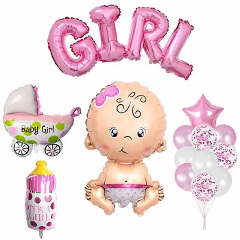 Набор из шаров на выписку Girl С Фонтаном Розовый