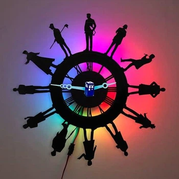 Настінний годинник Doctor Who Доктор Хто з LED-підсвіткою наукова фантастика британський серіал тематичний декор подарунок фанату