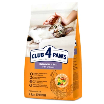 Club 4 Paws Premium Indoor 4 in 1 Adult Cat Chicken - Сухой корм с курицей для взрослых кошек живущих в помещении 2 кг (4820215368780)