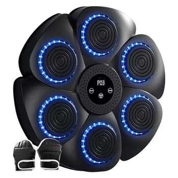 Настенный музыкальный тренажер для бокса с 6 целями, подсветкой, Bluetooth, перчатками и 9 режимами работы, интерактивная боксерская мишень для детей