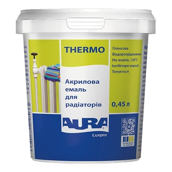 Глянсова акрилова емаль для радіаторів AURA Luxpro Thermo Білий 0.45 л