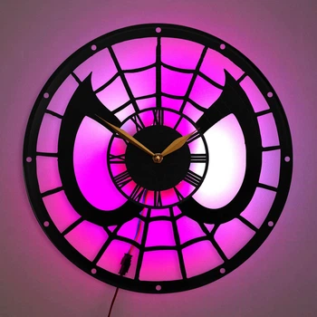 Настенные часы Spider-Man Человек-паук с LED-подсветкой Marvel супергерой паутина тематический декор