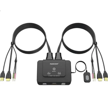 KVM-перемикач MAXCENT AE-102HA 2-портовий HDMI-USB з підтримкою звуку