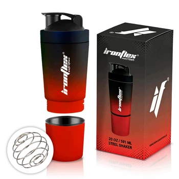 Стальной шейкер IronFlex Steel Shaker 591ml (Black Red)