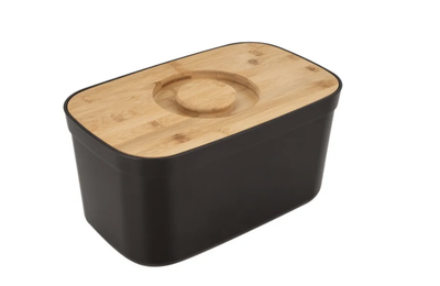 Хлібниця Joseph Joseph Bread Bin з бамбуковою кришкою-дошкою, чорна