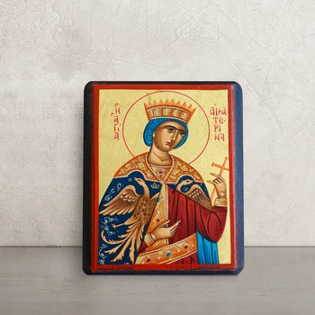 Маленька писана ікона Свята Катерина Олександрійська 10×13 см