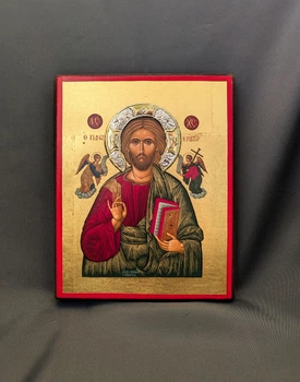 Писаная греческая икона Иисуса Христа Вседержителя 16×20 см