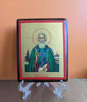 Маленькая писаная икона Сергия Радонежского 11×13 см