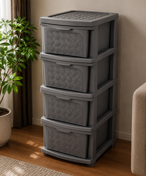 Комод 4-ярусный "Компакт Плюс" металлик 34x40x86см R plastic