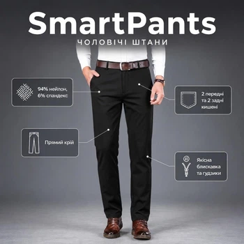 Чоловічі класичні штани SmartPants, чорні, розмір S