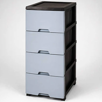 Комод R-plastic пластиковий R-Plastic "Матовий фасад" на 4 шухляди чорно-сірий