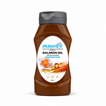 Лососева олія для котів і собак MAVSY Salmon Oil з глюкозаміном та хондроїтином для шерсті, шкіри та суглобів, 500 мл