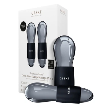 Набір масажерів для очей та обличчя GESKE Cool & Warm Duo Eye Massager 7 в 1 кріосфери з боросилікатного скла для охолодження та нагрівання шкіри зменшення набряків і темних кіл Чорний