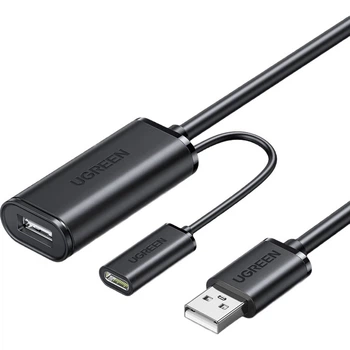 Подовжувач/адаптер UGREEN USB 2.0, кабель передачі даних типу "тато-жіночий", кабель-подовжувач для бездротової мережевої карти, принтера, камери з підсилювачем сигналу, інженерного класу, 30 метрів, 10326