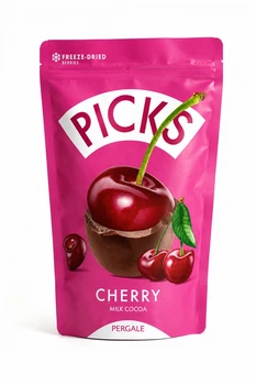 Фрукти сублімовані Вишня в шоколадній оболонці Pergale Picks Freeze Dried Cherry Milk Cocoa Пікс пергалі молочний Пакет 90г