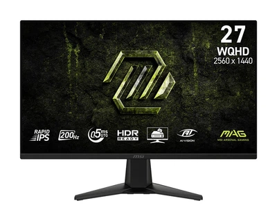 27" Монітор MSI MAG 275QF E20 (QHD, IPS, 200 Hz, 0.5 мс, 300 кд/м2, контраст 1200:1, 2xHDMI, DisplayPort) Black