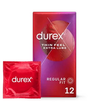 Презервативи Durex Thin Feel Extra Lube, 12 шт., звичайний розмір, з силіконовим мастилом