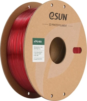 Filament eSUN eTPU-95A Filament do drukarek 3D 1 kg 1.75 mm przezroczysty czerwony (ETPU-95A175GR1)