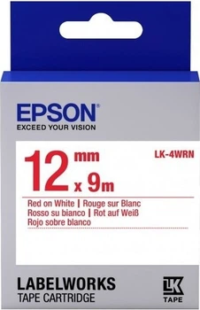 Taśma do etykiet Epson LabelWorks LK4WRN 12mm/9m Std Red/Wht (C53S654011)