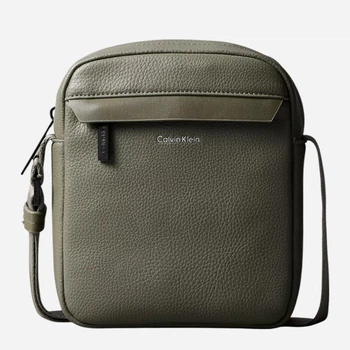 Сумка планшет через плече чоловіча зі штучної шкіри Calvin Klein Pebbled Reporter 587388331 Зелена (1161920538)