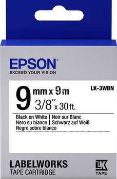 Taśma do etykiet Epson LabelWorks LK3WBN 9 mm / 9 m Black/White (C53S653003)