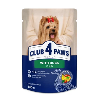 Вологий корм для собак дрібних порід CLUB 4 PAWS Клуб 4 лапи Premium качка в желе 100 гр