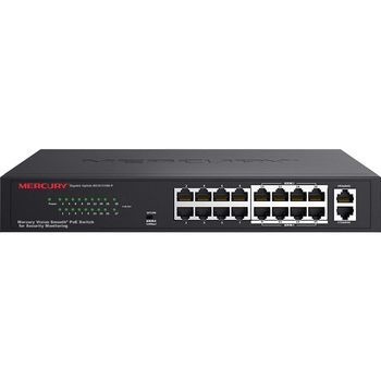 Коммутатор MERCURY PoE 16-портовый 100Мбит/с +2 Gigabit Uplink для видеонаблюдения MCS1318D-P