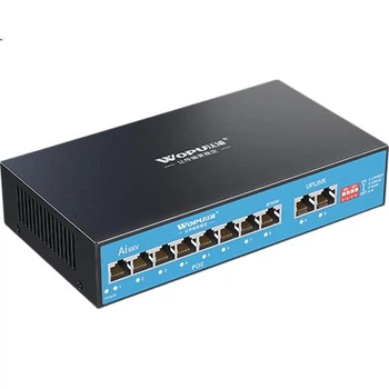 Wopool 8-портовый PoE-коммутатор с полным гигабитным питанием, 8 портами Ethernet + 2 портами восходящей связи, камерами видеонаблюдения, сетевым разветвителем, коммутатором корпоративного уровня и функцией сторожевого таймера.